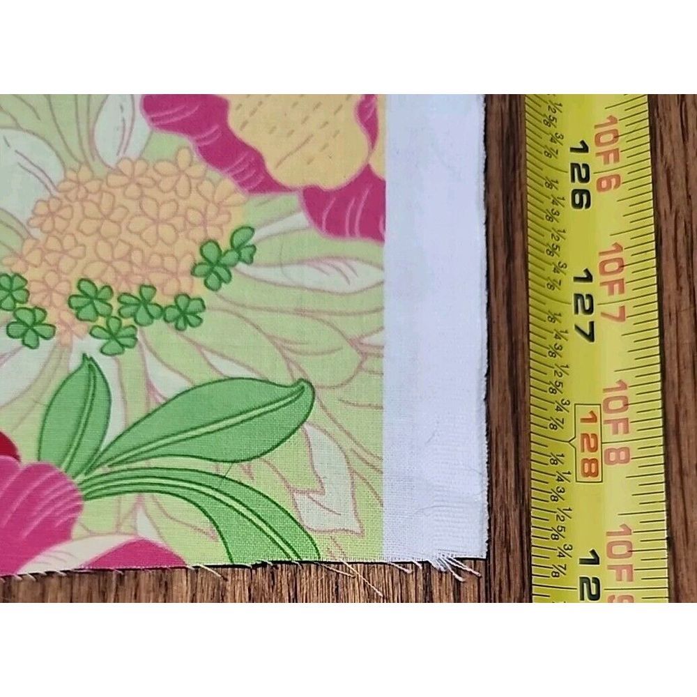 3.5 yds Cranston Hot Pink Yellow Green Hawaiian Hibiscus Floral Fabric Cotton - Picture 3 of 7